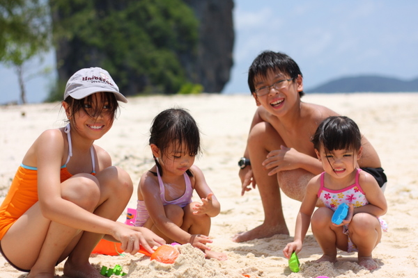 Playing at the beach