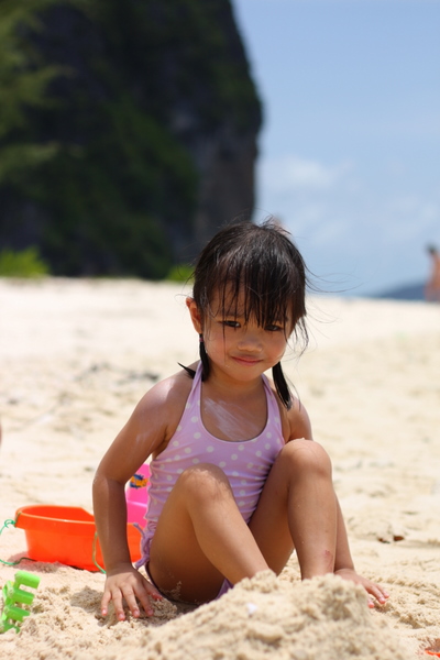 Zara playing at the beach