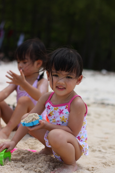 Tasha playing at the beach