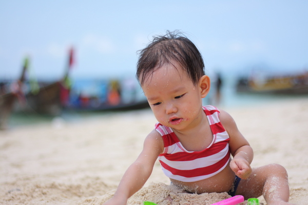Zaria playing at the beach
