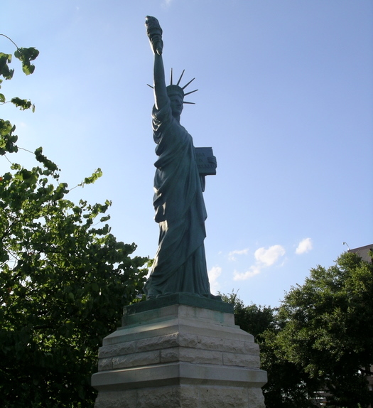 A miniature Statue of Liberty
