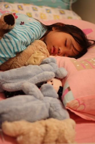 Zara sleeping with her soft toy