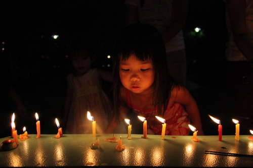 Zara blowing off the candles