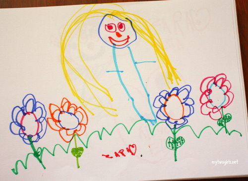 Zara's Drawing - Girl and flower