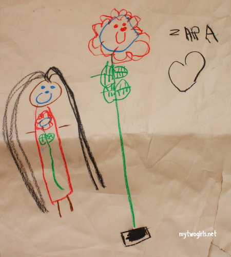 Zara's Drawing - Girl and flower in a pot