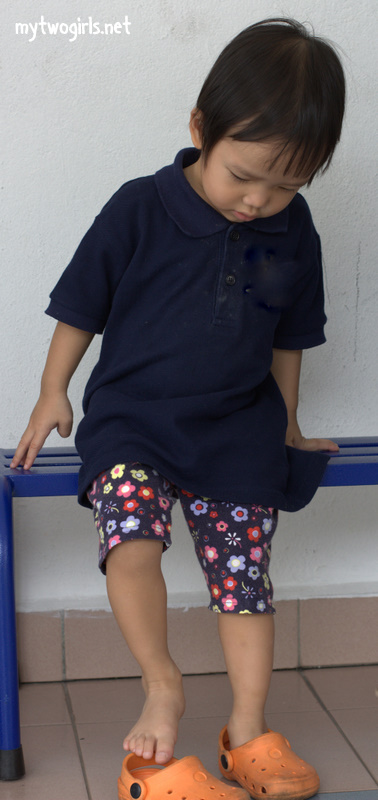 Zaria wearing her own shoes