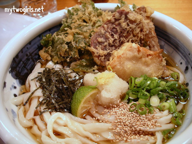 Freshly made Udon with vege tempura